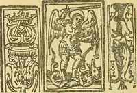 An illustration from Bibliografía de la lengua valenciana : o sea catálogo razonado por orden alfabético de autores de los libros, folletos, obras dramáticas, periódicos, coloquios, coplas, chistes, discursos, romances, alocuciones, cantares, gozes, etc., que escritos en lengua valenciana y bilingüe, han visto la luz pública desde el establecimiento de la imprenta en España hasta nuestros días (1915)