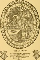 An illustration from Bibliografía de la lengua valenciana : o sea catálogo razonado por orden alfabético de autores de los libros, folletos, obras dramáticas, periódicos, coloquios, coplas, chistes, discursos, romances, alocuciones, cantares, gozes, etc., que escritos en lengua valenciana y bilingüe, han visto la luz pública desde el establecimiento de la imprenta en España hasta nuestros días (1915)