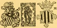An illustration from Bibliografía de la lengua valenciana : o sea catálogo razonado por orden alfabético de autores de los libros, folletos, obras dramáticas, periódicos, coloquios, coplas, chistes, discursos, romances, alocuciones, cantares, gozes, etc., que escritos en lengua valenciana y bilingüe, han visto la luz pública desde el establecimiento de la imprenta en España hasta nuestros días (1915)