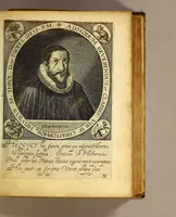 An illustration from Bibliotheca, chalcographica illustrium virtute atque eruditione in tota Europa, clarissimorum virorum theologorum, jurisconsultorum, medicorum, historicorum, geographorum, politicorum, philosophorum, poetarum, musicorum, aliorumque. (1650)