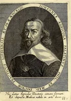 An illustration from Bibliotheca, chalcographica illustrium virtute atque eruditione in tota Europa, clarissimorum virorum theologorum, jurisconsultorum, medicorum, historicorum, geographorum, politicorum, philosophorum, poetarum, musicorum, aliorumque. (1650)