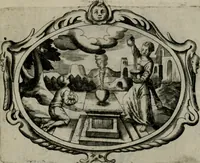 An illustration from Biblische Emblemata und Figuren : welche in den zweyen verneurten Stuben desz Hospitals zum heiligen Geist in Nürmberg allen Krancken zu sondern Trost anstatt der Schrifft sind vorgemalet worden. In Küpffer gestochen durch : Johanni Pfann .. (1626)