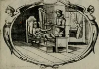 An illustration from Biblische Emblemata und Figuren : welche in den zweyen verneurten Stuben desz Hospitals zum heiligen Geist in Nürmberg allen Krancken zu sondern Trost anstatt der Schrifft sind vorgemalet worden. In Küpffer gestochen durch : Johanni Pfann .. (1626)