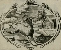 An illustration from Biblische Emblemata und Figuren : welche in den zweyen verneurten Stuben desz Hospitals zum heiligen Geist in Nürmberg allen Krancken zu sondern Trost anstatt der Schrifft sind vorgemalet worden. In Küpffer gestochen durch : Johanni Pfann .. (1626)