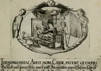 Picture 16 of 20 from Biblische Emblemata und Figuren : welche in den zweyen verneurten Stuben desz Hospitals zum heiligen Geist in Nürmberg allen Krancken zu sondern Trost anstatt der Schrifft sind vorgemalet worden. In Küpffer gestochen durch : Johanni Pfann .. (1626), leaf 36