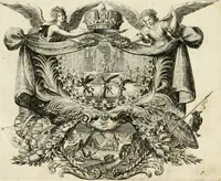 An illustration from Biblisches Engel- u[nd] Kunst Werck : alles das jenige, was in heiliger göttlicher Schrifft Altes und Neuen Testaments von den heiligen Engeln Gottes dero erscheinungen tersichtungen bottschaffte[n] u[nd] gesandschaffte[n], auf mancherley Art und Weise auss Göttlicher Verordnung zu finden ist ... : in zierlichen Kupffern, mit beijgefügten Teutschen Erklärungs und Andachts- Reimen vorstellend : mit Fleiss zusammen getragen, in Kupfer gestochen und verlegt (1694)