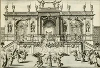 An illustration from Biblisches Engel- u[nd] Kunst Werck : alles das jenige, was in heiliger göttlicher Schrifft Altes und Neuen Testaments von den heiligen Engeln Gottes dero erscheinungen tersichtungen bottschaffte[n] u[nd] gesandschaffte[n], auf mancherley Art und Weise auss Göttlicher Verordnung zu finden ist ... : in zierlichen Kupffern, mit beijgefügten Teutschen Erklärungs und Andachts- Reimen vorstellend : mit Fleiss zusammen getragen, in Kupfer gestochen und verlegt (1694)