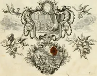 Picture 23 of 68 from Biblisches Engel- u[nd] Kunst Werck : alles das jenige, was in heiliger göttlicher Schrifft Altes und Neuen Testaments von den heiligen Engeln Gottes dero erscheinungen tersichtungen bottschaffte[n] u[nd] gesandschaffte[n], auf mancherley Art und Weise auss Göttlicher Verordnung zu finden ist ... : in zierlichen Kupffern, mit beijgefügten Teutschen Erklärungs und Andachts- Reimen vorstellend : mit Fleiss zusammen getragen, in Kupfer gestochen und verlegt (1694), leaf 38
