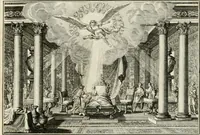Picture 26 of 68 from Biblisches Engel- u[nd] Kunst Werck : alles das jenige, was in heiliger göttlicher Schrifft Altes und Neuen Testaments von den heiligen Engeln Gottes dero erscheinungen tersichtungen bottschaffte[n] u[nd] gesandschaffte[n], auf mancherley Art und Weise auss Göttlicher Verordnung zu finden ist ... : in zierlichen Kupffern, mit beijgefügten Teutschen Erklärungs und Andachts- Reimen vorstellend : mit Fleiss zusammen getragen, in Kupfer gestochen und verlegt (1694), leaf 42