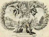 An illustration from Biblisches Engel- u[nd] Kunst Werck : alles das jenige, was in heiliger göttlicher Schrifft Altes und Neuen Testaments von den heiligen Engeln Gottes dero erscheinungen tersichtungen bottschaffte[n] u[nd] gesandschaffte[n], auf mancherley Art und Weise auss Göttlicher Verordnung zu finden ist ... : in zierlichen Kupffern, mit beijgefügten Teutschen Erklärungs und Andachts- Reimen vorstellend : mit Fleiss zusammen getragen, in Kupfer gestochen und verlegt (1694)