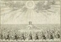 Picture 36 of 68 from Biblisches Engel- u[nd] Kunst Werck : alles das jenige, was in heiliger göttlicher Schrifft Altes und Neuen Testaments von den heiligen Engeln Gottes dero erscheinungen tersichtungen bottschaffte[n] u[nd] gesandschaffte[n], auf mancherley Art und Weise auss Göttlicher Verordnung zu finden ist ... : in zierlichen Kupffern, mit beijgefügten Teutschen Erklärungs und Andachts- Reimen vorstellend : mit Fleiss zusammen getragen, in Kupfer gestochen und verlegt (1694), leaf 52