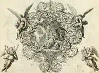 Picture 49 of 68 from Biblisches Engel- u[nd] Kunst Werck : alles das jenige, was in heiliger göttlicher Schrifft Altes und Neuen Testaments von den heiligen Engeln Gottes dero erscheinungen tersichtungen bottschaffte[n] u[nd] gesandschaffte[n], auf mancherley Art und Weise auss Göttlicher Verordnung zu finden ist ... : in zierlichen Kupffern, mit beijgefügten Teutschen Erklärungs und Andachts- Reimen vorstellend : mit Fleiss zusammen getragen, in Kupfer gestochen und verlegt (1694), leaf 64