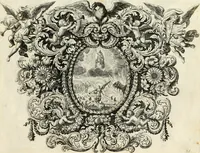 An illustration from Biblisches Engel- u[nd] Kunst Werck : alles das jenige, was in heiliger göttlicher Schrifft Altes und Neuen Testaments von den heiligen Engeln Gottes dero erscheinungen tersichtungen bottschaffte[n] u[nd] gesandschaffte[n], auf mancherley Art und Weise auss Göttlicher Verordnung zu finden ist ... : in zierlichen Kupffern, mit beijgefügten Teutschen Erklärungs und Andachts- Reimen vorstellend : mit Fleiss zusammen getragen, in Kupfer gestochen und verlegt (1694)