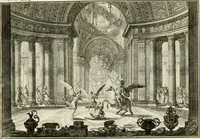 An illustration from Biblisches Engel- u[nd] Kunst Werck : alles das jenige, was in heiliger göttlicher Schrifft Altes und Neuen Testaments von den heiligen Engeln Gottes dero erscheinungen tersichtungen bottschaffte[n] u[nd] gesandschaffte[n], auf mancherley Art und Weise auss Göttlicher Verordnung zu finden ist ... : in zierlichen Kupffern, mit beijgefügten Teutschen Erklärungs und Andachts- Reimen vorstellend : mit Fleiss zusammen getragen, in Kupfer gestochen und verlegt (1694)