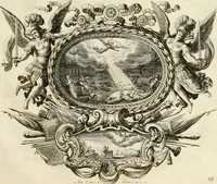 Picture 65 of 68 from Biblisches Engel- u[nd] Kunst Werck : alles das jenige, was in heiliger göttlicher Schrifft Altes und Neuen Testaments von den heiligen Engeln Gottes dero erscheinungen tersichtungen bottschaffte[n] u[nd] gesandschaffte[n], auf mancherley Art und Weise auss Göttlicher Verordnung zu finden ist ... : in zierlichen Kupffern, mit beijgefügten Teutschen Erklärungs und Andachts- Reimen vorstellend : mit Fleiss zusammen getragen, in Kupfer gestochen und verlegt (1694), leaf 80