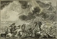 An illustration from Biblisches Engel- u. Kunst Werck : alles das jenige, was in heiliger göttlicher Schrifft Altes und Neuen Testaments von den heiligen Engels Gottes ... zu finden ist ... in zierlichen Kupffern, mit beygefüngten teutschen Erklärungs und Andachs-Reimen vorstellend (1705)