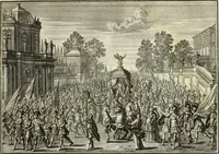 An illustration from Biblisches Engel- u. Kunst Werck : alles das jenige, was in heiliger göttlicher Schrifft Altes und Neuen Testaments von den heiligen Engels Gottes ... zu finden ist ... in zierlichen Kupffern, mit beygefüngten teutschen Erklärungs und Andachs-Reimen vorstellend (1705)