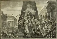 An illustration from Biblisches Engel- u. Kunst Werck : alles das jenige, was in heiliger göttlicher Schrifft Altes und Neuen Testaments von den heiligen Engels Gottes ... zu finden ist ... in zierlichen Kupffern, mit beygefüngten teutschen Erklärungs und Andachs-Reimen vorstellend (1705)