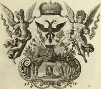 An illustration from Biblisches Engel- u. Kunst Werck : alles das jenige, was in heiliger göttlicher Schrifft Altes und Neuen Testaments von den heiligen Engels Gottes ... zu finden ist ... in zierlichen Kupffern, mit beygefüngten teutschen Erklärungs und Andachs-Reimen vorstellend (1705)