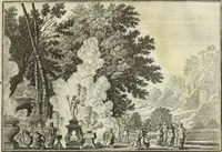 An illustration from Biblisches Engel- u. Kunst Werck : alles das jenige, was in heiliger göttlicher Schrifft Altes und Neuen Testaments von den heiligen Engels Gottes ... zu finden ist ... in zierlichen Kupffern, mit beygefüngten teutschen Erklärungs und Andachs-Reimen vorstellend (1705)