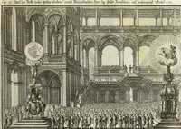 An illustration from Biblisches Engel- u. Kunst Werck : alles das jenige, was in heiliger göttlicher Schrifft Altes und Neuen Testaments von den heiligen Engels Gottes ... zu finden ist ... in zierlichen Kupffern, mit beygefüngten teutschen Erklärungs und Andachs-Reimen vorstellend (1705)