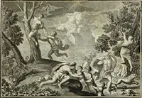 An illustration from Biblisches Engel- u. Kunst Werck : alles das jenige, was in heiliger göttlicher Schrifft Altes und Neuen Testaments von den heiligen Engels Gottes ... zu finden ist ... in zierlichen Kupffern, mit beygefüngten teutschen Erklärungs und Andachs-Reimen vorstellend (1705)