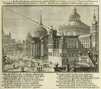 An illustration from Biblisches Engel- u. Kunst Werck : alles das jenige, was in heiliger göttlicher Schrifft Altes und Neuen Testaments von den heiligen Engels Gottes ... zu finden ist ... in zierlichen Kupffern, mit beygefüngten teutschen Erklärungs und Andachs-Reimen vorstellend (1705)