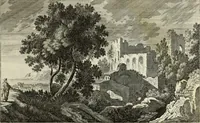 An illustration from Biblisches Engel- u. Kunst Werck : alles das jenige, was in heiliger göttlicher Schrifft Altes und Neuen Testaments von den heiligen Engels Gottes ... zu finden ist ... in zierlichen Kupffern, mit beygefüngten teutschen Erklärungs und Andachs-Reimen vorstellend (1705)
