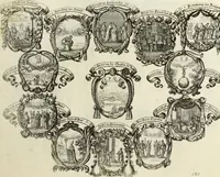An illustration from Biblisches Engel- u. Kunst Werck : alles das jenige, was in heiliger göttlicher Schrifft Altes und Neuen Testaments von den heiligen Engels Gottes ... zu finden ist ... in zierlichen Kupffern, mit beygefüngten teutschen Erklärungs und Andachs-Reimen vorstellend (1705)