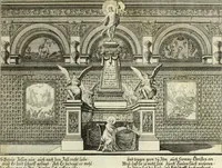 An illustration from Biblisches Engel- u. Kunst Werck : alles das jenige, was in heiliger göttlicher Schrifft Altes und Neuen Testaments von den heiligen Engels Gottes ... zu finden ist ... in zierlichen Kupffern, mit beygefüngten teutschen Erklärungs und Andachs-Reimen vorstellend (1705)