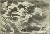 An illustration from Biblisches Engel- u. Kunst Werck : alles das jenige, was in heiliger göttlicher Schrifft Altes und Neuen Testaments von den heiligen Engels Gottes ... zu finden ist ... in zierlichen Kupffern, mit beygefüngten teutschen Erklärungs und Andachs-Reimen vorstellend (1705)