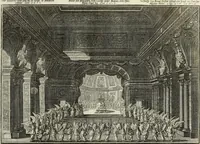 An illustration from Biblisches Engel- u. Kunst Werck : alles das jenige, was in heiliger göttlicher Schrifft Altes und Neuen Testaments von den heiligen Engels Gottes ... zu finden ist ... in zierlichen Kupffern, mit beygefüngten teutschen Erklärungs und Andachs-Reimen vorstellend (1705)