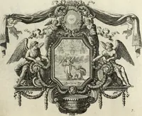 An illustration from Biblisches Engel- u. Kunst Werck : alles das jenige, was in heiliger göttlicher Schrifft Altes und Neuen Testaments von den heiligen Engels Gottes ... zu finden ist ... in zierlichen Kupffern, mit beygefüngten teutschen Erklärungs und Andachs-Reimen vorstellend (1705)
