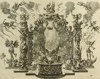 An illustration from Biblisches Engel- u. Kunst Werck : alles das jenige, was in heiliger göttlicher Schrifft Altes und Neuen Testaments von den heiligen Engels Gottes ... zu finden ist ... in zierlichen Kupffern, mit beygefüngten teutschen Erklärungs und Andachs-Reimen vorstellend (1705)