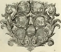 An illustration from Biblisches Engel- u. Kunst Werck : alles das jenige, was in heiliger göttlicher Schrifft Altes und Neuen Testaments von den heiligen Engels Gottes ... zu finden ist ... in zierlichen Kupffern, mit beygefüngten teutschen Erklärungs und Andachs-Reimen vorstellend (1705)