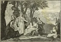 An illustration from Biblisches Engel- u. Kunst Werck : alles das jenige, was in heiliger göttlicher Schrifft Altes und Neuen Testaments von den heiligen Engels Gottes ... zu finden ist ... in zierlichen Kupffern, mit beygefüngten teutschen Erklärungs und Andachs-Reimen vorstellend (1705)