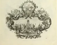 An illustration from Biblisches Engel- u. Kunst Werck : alles das jenige, was in heiliger göttlicher Schrifft Altes und Neuen Testaments von den heiligen Engels Gottes ... zu finden ist ... in zierlichen Kupffern, mit beygefüngten teutschen Erklärungs und Andachs-Reimen vorstellend (1705)
