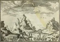 An illustration from Biblisches Engel- u. Kunst Werck : alles das jenige, was in heiliger göttlicher Schrifft Altes und Neuen Testaments von den heiligen Engels Gottes ... zu finden ist ... in zierlichen Kupffern, mit beygefüngten teutschen Erklärungs und Andachs-Reimen vorstellend (1705)