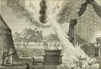 An illustration from Biblisches Engel- u. Kunst Werck : alles das jenige, was in heiliger göttlicher Schrifft Altes und Neuen Testaments von den heiligen Engels Gottes ... zu finden ist ... in zierlichen Kupffern, mit beygefüngten teutschen Erklärungs und Andachs-Reimen vorstellend (1705)