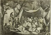 An illustration from Biblisches Engel- u. Kunst Werck : alles das jenige, was in heiliger göttlicher Schrifft Altes und Neuen Testaments von den heiligen Engels Gottes ... zu finden ist ... in zierlichen Kupffern, mit beygefüngten teutschen Erklärungs und Andachs-Reimen vorstellend (1705)