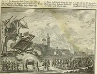 An illustration from Biblisches Engel- u. Kunst Werck : alles das jenige, was in heiliger göttlicher Schrifft Altes und Neuen Testaments von den heiligen Engels Gottes ... zu finden ist ... in zierlichen Kupffern, mit beygefüngten teutschen Erklärungs und Andachs-Reimen vorstellend (1705)