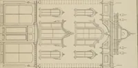 An illustration from Bicknell's village builder. Elevations and plans for cottages, villas, suburban residences, farm houses [etc.] also exterior and interior details for public and private buildings, with approved forms of contracts and specifications. Containing fifty-five plates drawn to scale (1872)