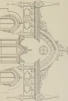 An illustration from Bicknell's village builder. Elevations and plans for cottages, villas, suburban residences, farm houses [etc.] also exterior and interior details for public and private buildings, with approved forms of contracts and specifications. Containing fifty-five plates drawn to scale (1872)