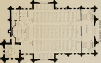 An illustration from Bicknell's village builder. Elevations and plans for cottages, villas, suburban residences, farm houses [etc.] also exterior and interior details for public and private buildings, with approved forms of contracts and specifications. Containing fifty-five plates drawn to scale (1872)