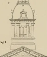 An illustration from Bicknell's village builder. Elevations and plans for cottages, villas, suburban residences, farm houses [etc.] also exterior and interior details for public and private buildings, with approved forms of contracts and specifications. Containing fifty-five plates drawn to scale (1872)