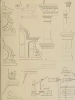 An illustration from Bicknell's village builder. Elevations and plans for cottages, villas, suburban residences, farm houses [etc.] also exterior and interior details for public and private buildings, with approved forms of contracts and specifications. Containing fifty-five plates drawn to scale (1872)
