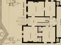 An illustration from Bicknell's village builder. Elevations and plans for cottages, villas, suburban residences, farm houses [etc.] also exterior and interior details for public and private buildings, with approved forms of contracts and specifications. Containing fifty-five plates drawn to scale (1872)