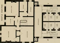 An illustration from Bicknell's village builder. Elevations and plans for cottages, villas, suburban residences, farm houses [etc.] also exterior and interior details for public and private buildings, with approved forms of contracts and specifications. Containing fifty-five plates drawn to scale (1872)