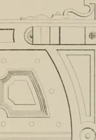 An illustration from Bicknell's village builder. Elevations and plans for cottages, villas, suburban residences, farm houses [etc.] also exterior and interior details for public and private buildings, with approved forms of contracts and specifications. Containing fifty-five plates drawn to scale (1872)