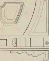 An illustration from Bicknell's village builder. Elevations and plans for cottages, villas, suburban residences, farm houses [etc.] also exterior and interior details for public and private buildings, with approved forms of contracts and specifications. Containing fifty-five plates drawn to scale (1872)
